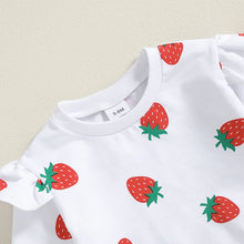 Load image into Gallery viewer, Baby Toddler Girls 2Pcs Outfit Strawberry Print Long Sleeve Crew Neck Top with Elastic Waist Pants Fall Set
