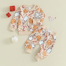 Load image into Gallery viewer, Baby Toddler Boys Girls 2Pcs Christmas Clothing Cookie Candy Cane Milk Long Sleeve Crewneck Elastic Pants Set
