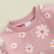 Load image into Gallery viewer, Baby Girl Bubble Romper Flower Daisy Print Round Neck Long Sleeve Jumpsuit
