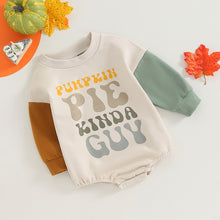 Load image into Gallery viewer, Baby Boy Long Sleeve Pumpkin Pie Kinda Guy Letter Print Romper Bodysuit Fall Clothes Thanksgiving

