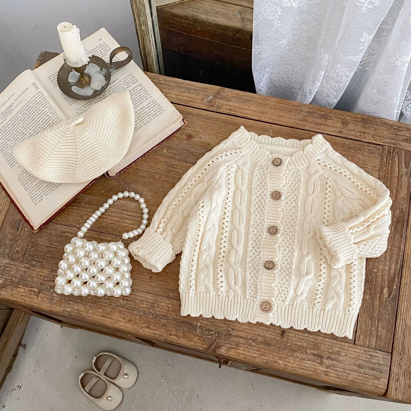 Baby Toddler Girl Sweater Cardigan Winter Clothes Long Sleeve Knitwear Warm Thick Button Up Knit Top