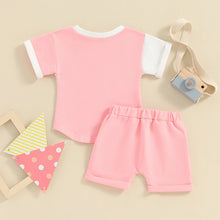 Load image into Gallery viewer, Toddler Baby Girl Boy 2Pcs Spring Summer Outfits Contrast Color Short Sleeve Top Shorts Set
