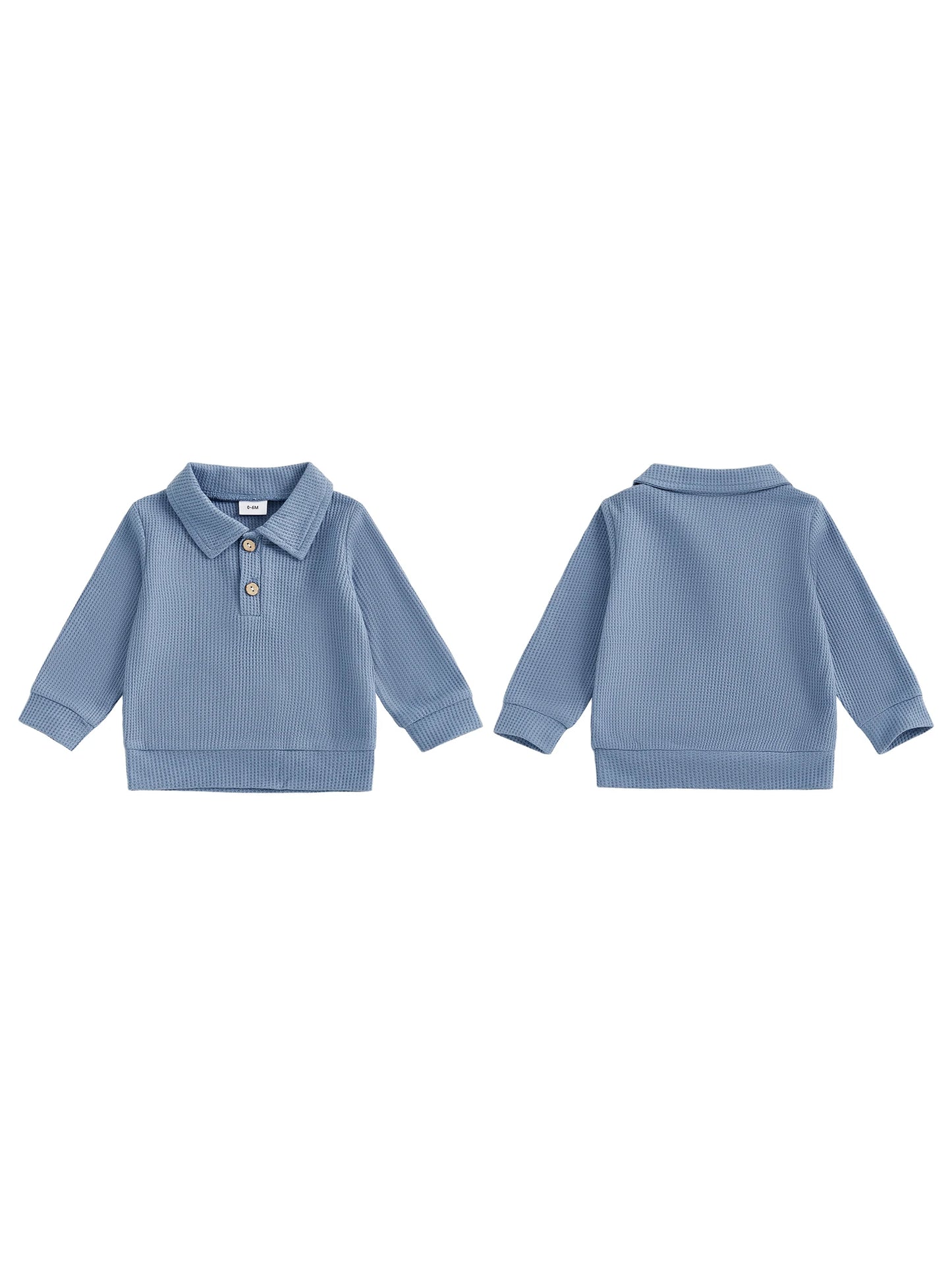 Baby Toddler Boys Autumn Casual Tops Long Sleeve Turn Down Collar Button Up Solid Color Shirt