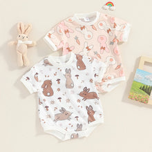 Load image into Gallery viewer, Baby Boy Girl Easter Jumpsuit Carrot Flower Bunny Rabbit Print Round Neck Short Sleeve Romper
