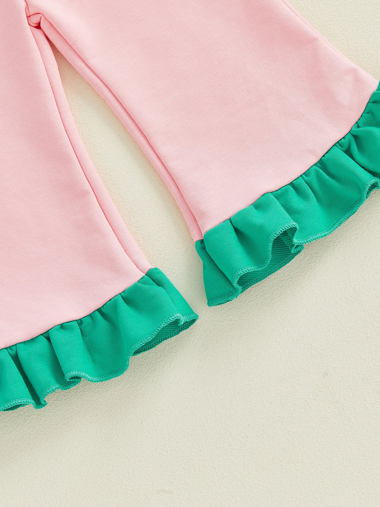 Baby Toddler Girl 2Pcs Spring Outfit Clover Bow Embroidered Doll Collar Top and Flare Pants 2 Piece Set