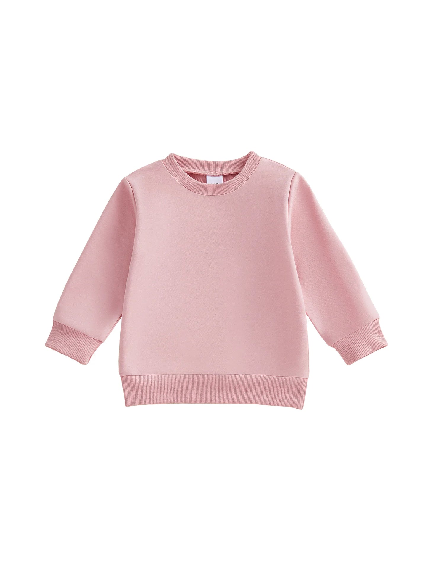 Baby Toddler Girls Boys Spring Fall Casual Loose Fit Stylish Solid Color Crew Neck Long Sleeve Pullover Top
