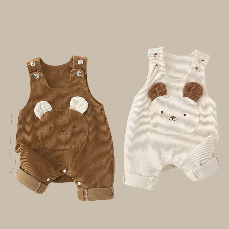 Corduroy Cartoon Bear Jumpsuit Romper