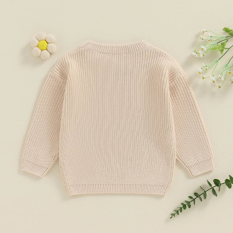 Toddler Kids Girl Big Sister Sweater Cute Long Sleeve Letter Embroidery Knit Pullover Loose Top