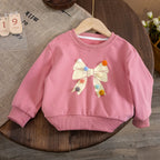 Baby Toddler Girls Long Sleeve Top Pom Pom Ball Bow Print Crewneck Pullover Winter Fall Clothes
