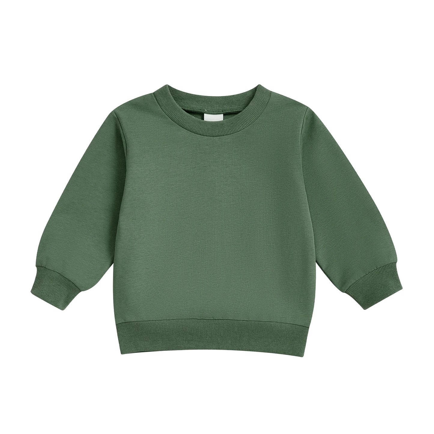 Baby Toddler Kids Boy Girl Solid Color Long Sleeve Round Neck Pullover Loose Top