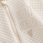 Baby Boys Girls Hello World Jumpsuit Long Sleeve Solid Hooded Hood with Ears Embroidery Letters Zipper Romper Clothes