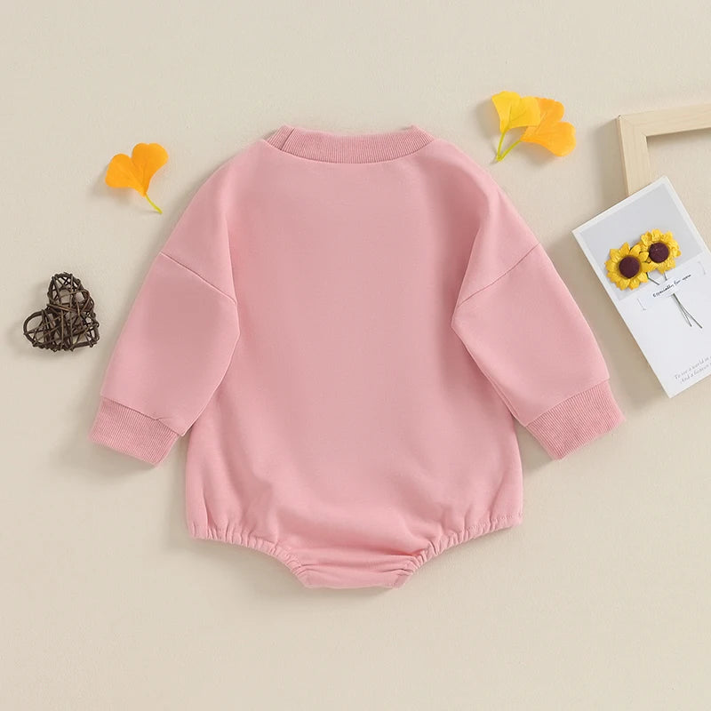 Baby Toddler Girls Romper Fuzzy Letter Mama's Girl Long Sleeve Crew Neck Jumpsuit