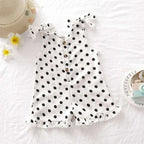 Polka Dot Tie Shoulder Romper