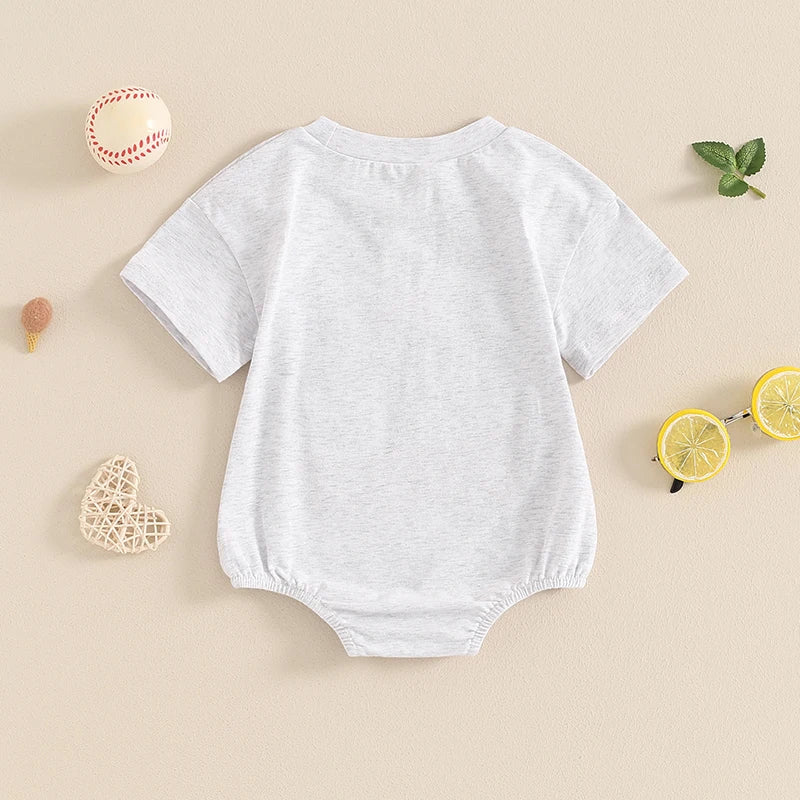 Baby Girl Boy Romper Short Sleeve Crew Neck Big Lil Bro Baseball Brother Big Sis Sister Letter Embroidery Bodysuit