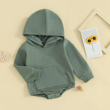 Load image into Gallery viewer, Baby Toddler Boy Girl Hoodie Bubble Romper Pocket Solid Color Long Sleeve
