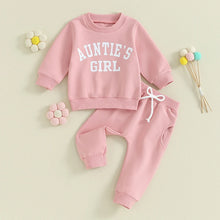 Load image into Gallery viewer, Toddler Baby Girls 2Pcs Clothes Sets Long Sleeve Letter Auntie&#39;s Girl Print Pullover Top + Pants Set
