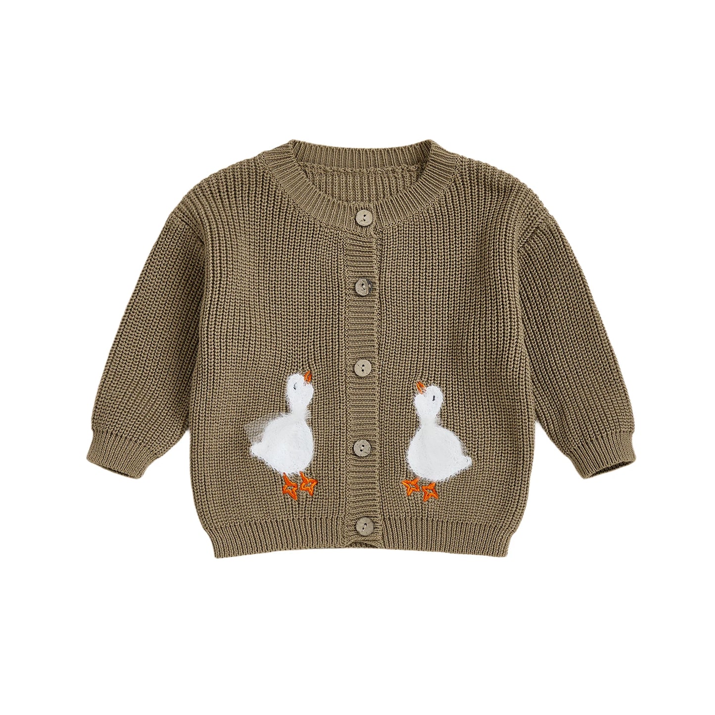Baby Toddler Boys Girls Fall Knit Cardigan Long Sleeve Button Down Goose Embroidery Warm Winter Sweater Clothes