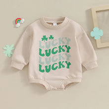Load image into Gallery viewer, Baby Girls Boys St. Patrick&#39;s Day Romper Little / Mama&#39;s Lucky Charm Clover Letter Print O-Neck Long Sleeve Jumpsuit
