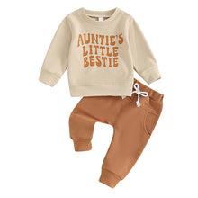 Load image into Gallery viewer, Baby Toddler Boys Girls 2Pcs Clothes Set Letter Auntie&#39;s Little Bestie Print Long Sleeve Pullover Top Jogger Pant Outfit
