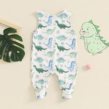 Load image into Gallery viewer, Baby Boys Romper Overalls Casual Summer Dinosaur/Tractor Print Sleeveless Jumpsuit
