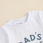 Baby Toddler Boys 2Pcs Dad's Little Dude Summer Outfit Letter Print Short Sleeve T-Shirt Top and Elastic Checkered Print Shorts Set
