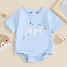 Load image into Gallery viewer, Baby Girls Boys Romper Short Sleeve Crew Neck Letter 1989 Bird Print / In My 1989 Era Casual Romper

