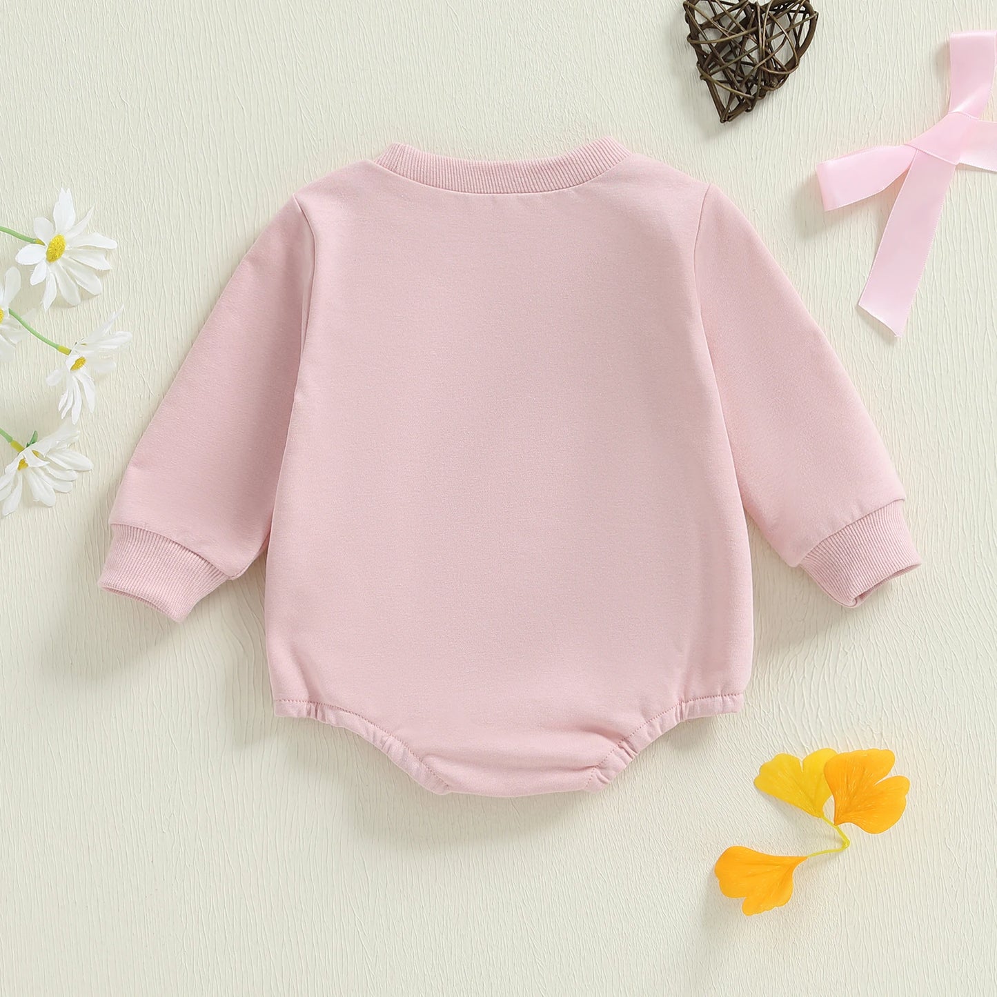 Baby Girls Fall Romper Bow Hockey / Game Day Letter Print Long Sleeve Round Neck Bubble Jumpsuit