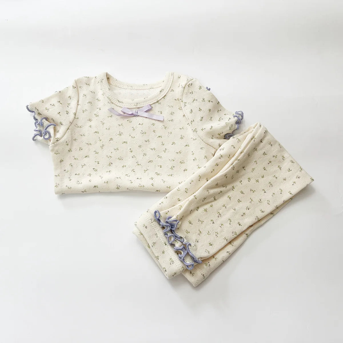 Toddler Kid Girls 2Pcs Clothes Set 100% Cotton Long /Short Sleeve T Shirt Top Pant Suit Homewear Stretch 2pcs Pajamas Set