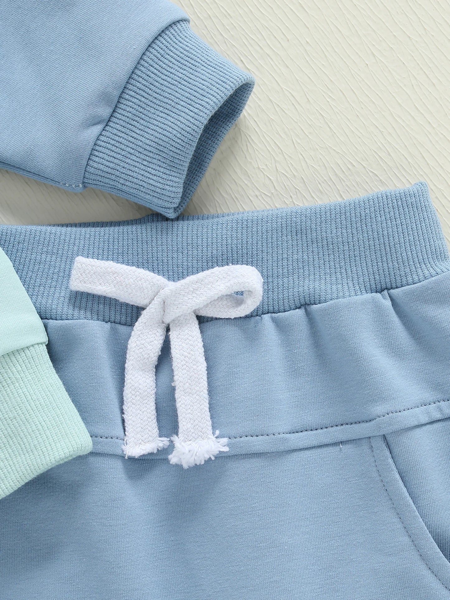 Baby Boy 2Pcs Little Bro Fall Outfits Letter Embroidery Long Sleeve Round Neck Pullover Elastic Waist Solid Pants Jogger Set