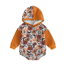 Load image into Gallery viewer, Baby Boy Girl Fall Bodysuit Long Sleeve Hooded Skull Flower Print Fall Jumpsuit Halloween Romper
