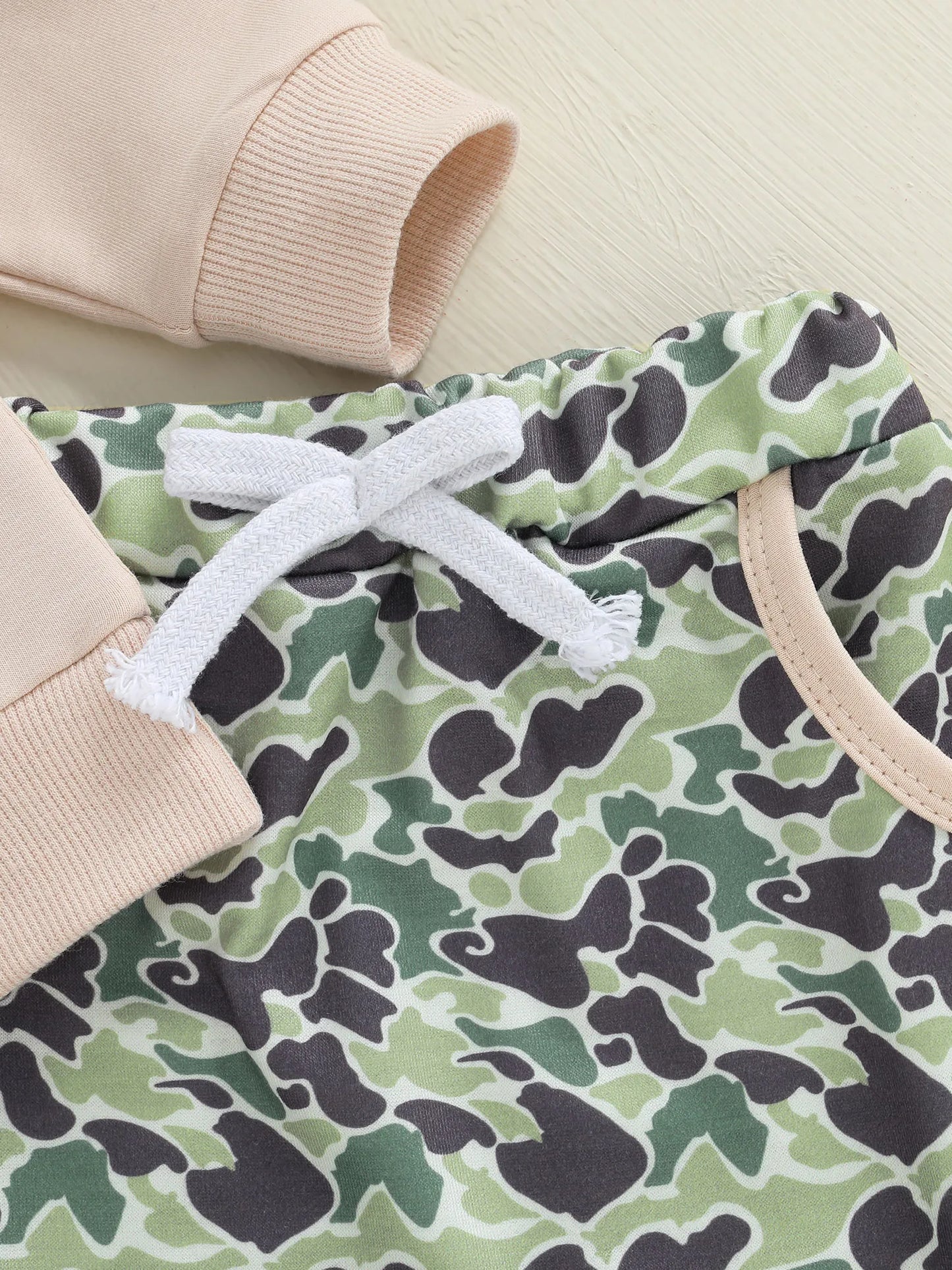 Baby Toddler Boys 2Pcs Fall Outfit Deer Print Long Sleeve Crewneck Top and Elastic Camouflage Pants Clothes Jogger Set