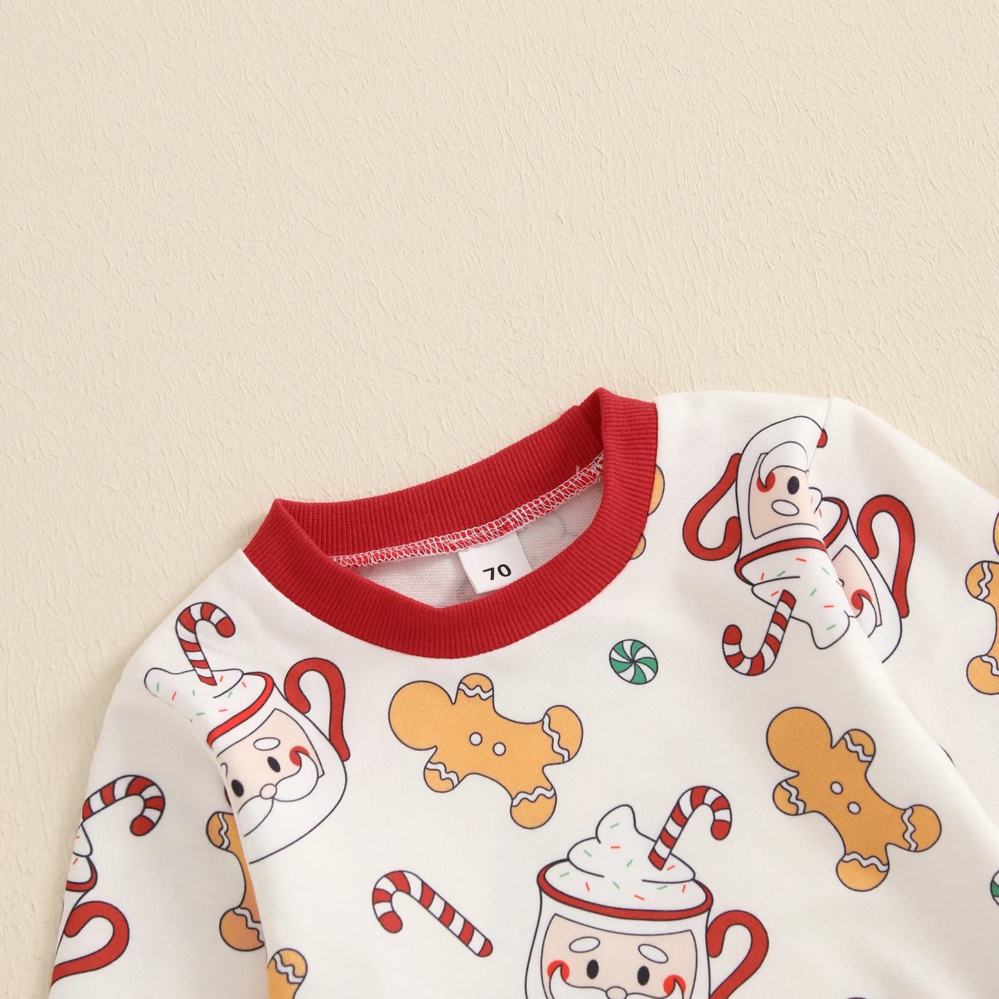 Baby Toddler Boys Girls 2Pcs Christmas Jogger Set Gingerbread Man Santa Mug Print Long Sleeve Top Long Pants Outfit