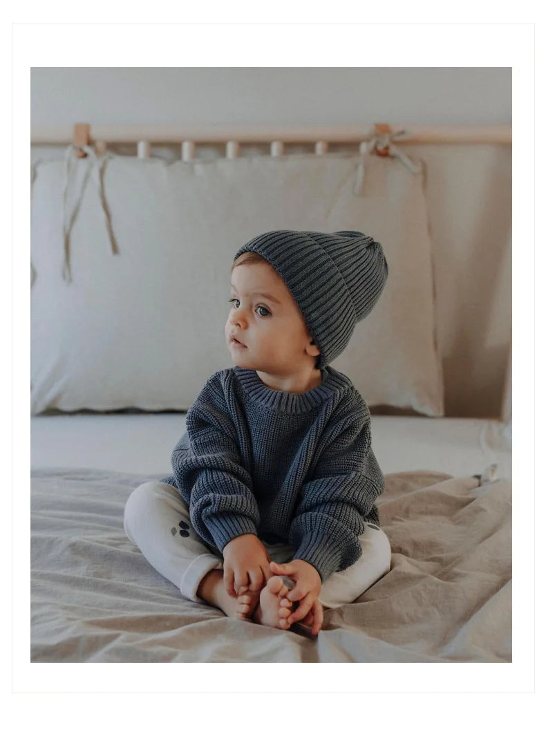 Newborn Baby Sweater Kid Boy Girl Winter Clothes Warm Thick Knit Pullover Top Infant Long Sleeve Basic Knitwear Outfit