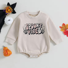 Load image into Gallery viewer, Baby Girls Halloween Bodysuit Long Sleeve Crew Neck Letters/Pumpkin/Ghost Print Jumpsuit Romper
