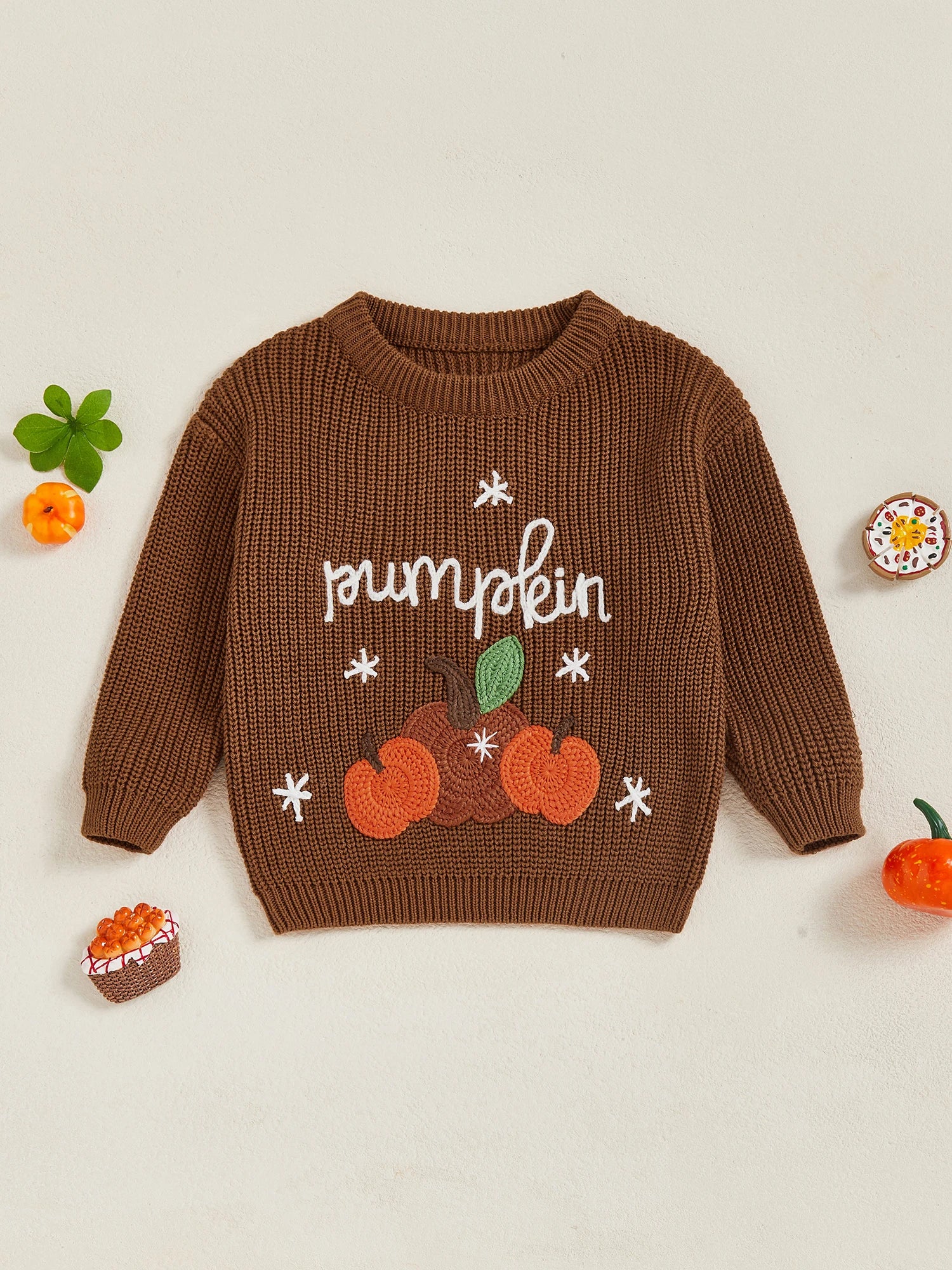 Baby Toddler Kids Boys Girls Halloween Fall Sweater Long Sleeve Round Neck Pumpkin/ Pumpkin Season Truck/Ghost Embroidery Knit Top