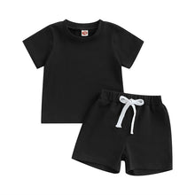 Load image into Gallery viewer, Toddler Baby Boys 2PCS Shorts Sets Short Sleeve Crewneck Tops and Drawstring Shorts Outfit

