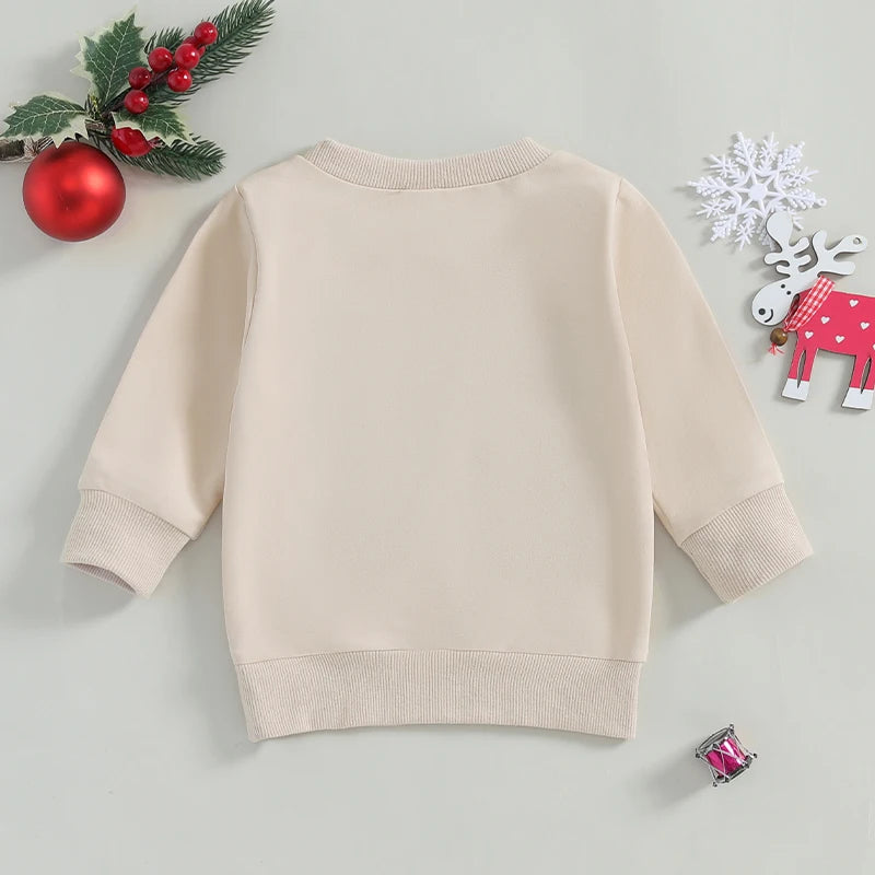 Baby Toddler Boys Girls Oh Snap Christmas Letter Gingerbread Man Embroidery Long Sleeve Crew Neck Pullover Top