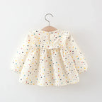 Embroidered Long Sleeve Flower Polka Dress