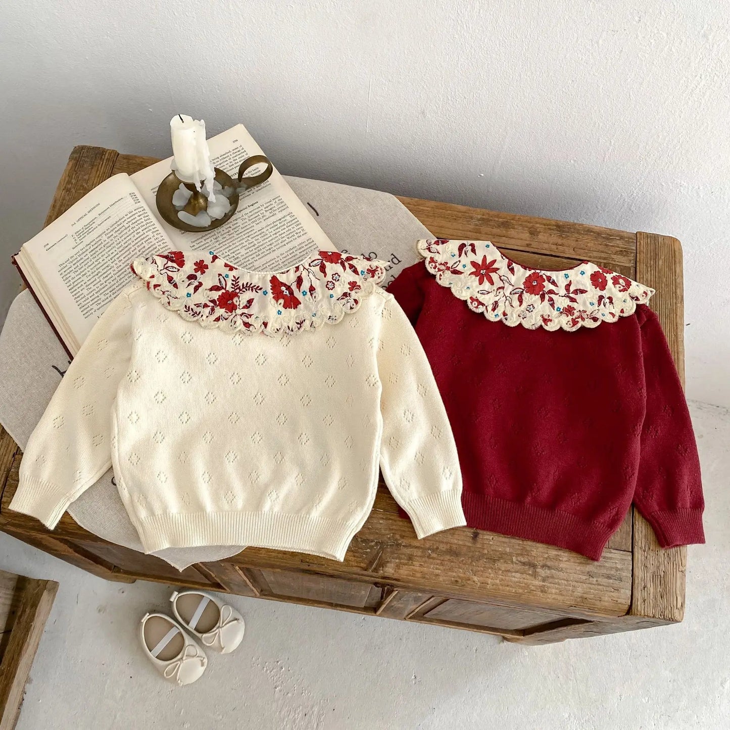 Baby Toddler Girl Autumn Winter Clothes Infant Flower Sweater Long Sleeve Knit Pullover Top Knitwear Floral Top