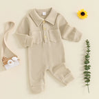 Turn Down Collar Boys Jumpsuit Romper