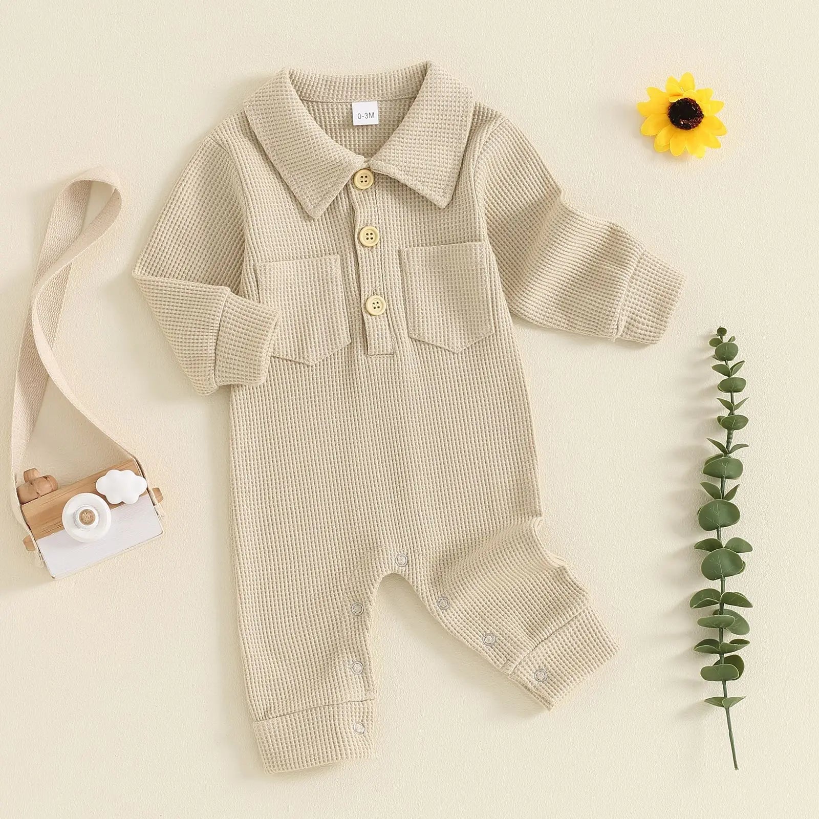 Turn Down Collar Boys Jumpsuit Romper