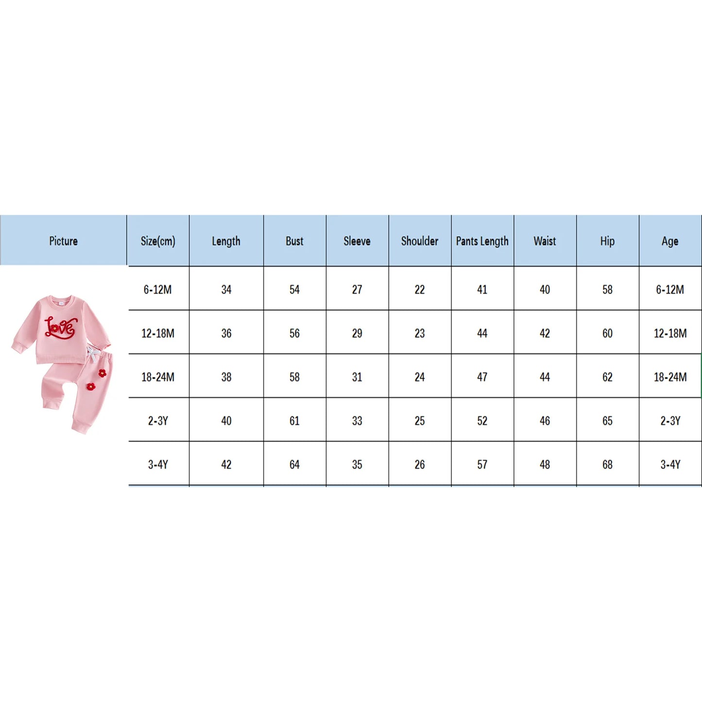 Baby Toddler Girls 2Pcs Valentine's Day Clothes Long Sleeve Crew Neck 3D Crochet Flower Love Decor Top and Pants Jogger Set