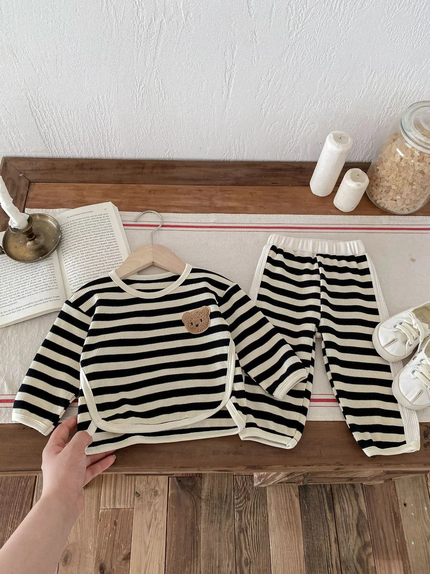 1-4T Newborn Kid Toddler Baby Boy Girl 2pcs Clothes Set Striped Cotton Sweatshirt Swet Long Sleeve Top Pant Suit Autumn Outfit