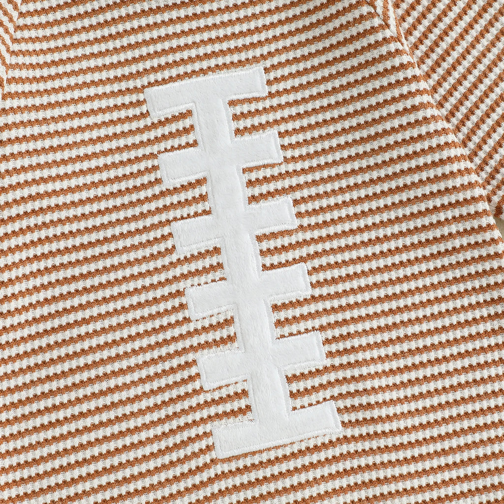 Baby Boy Fall Football Romper Casual Stripe Print Long Sleeve Game Day Jumpsuit