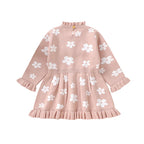 Baby Toddler Girl Long Sleeve Flower Floral Print Ruffle Sweater A-Line Dress