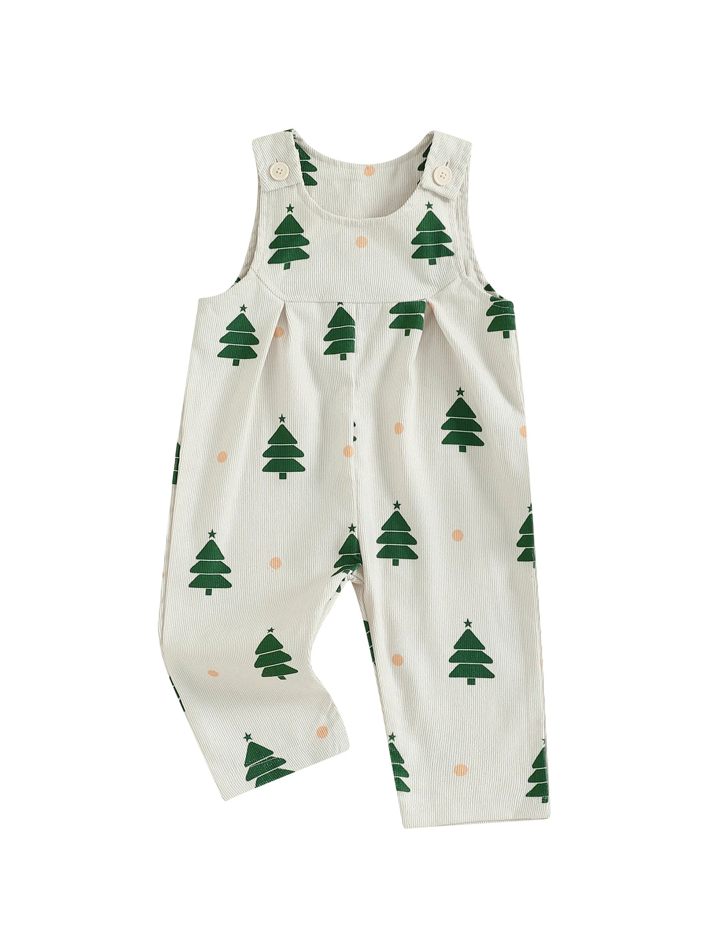 Baby Toddler Girls Boys Christmas Overalls Romper Christmas Tree Print Sleeveless Jumpsuit Suspender Pants
