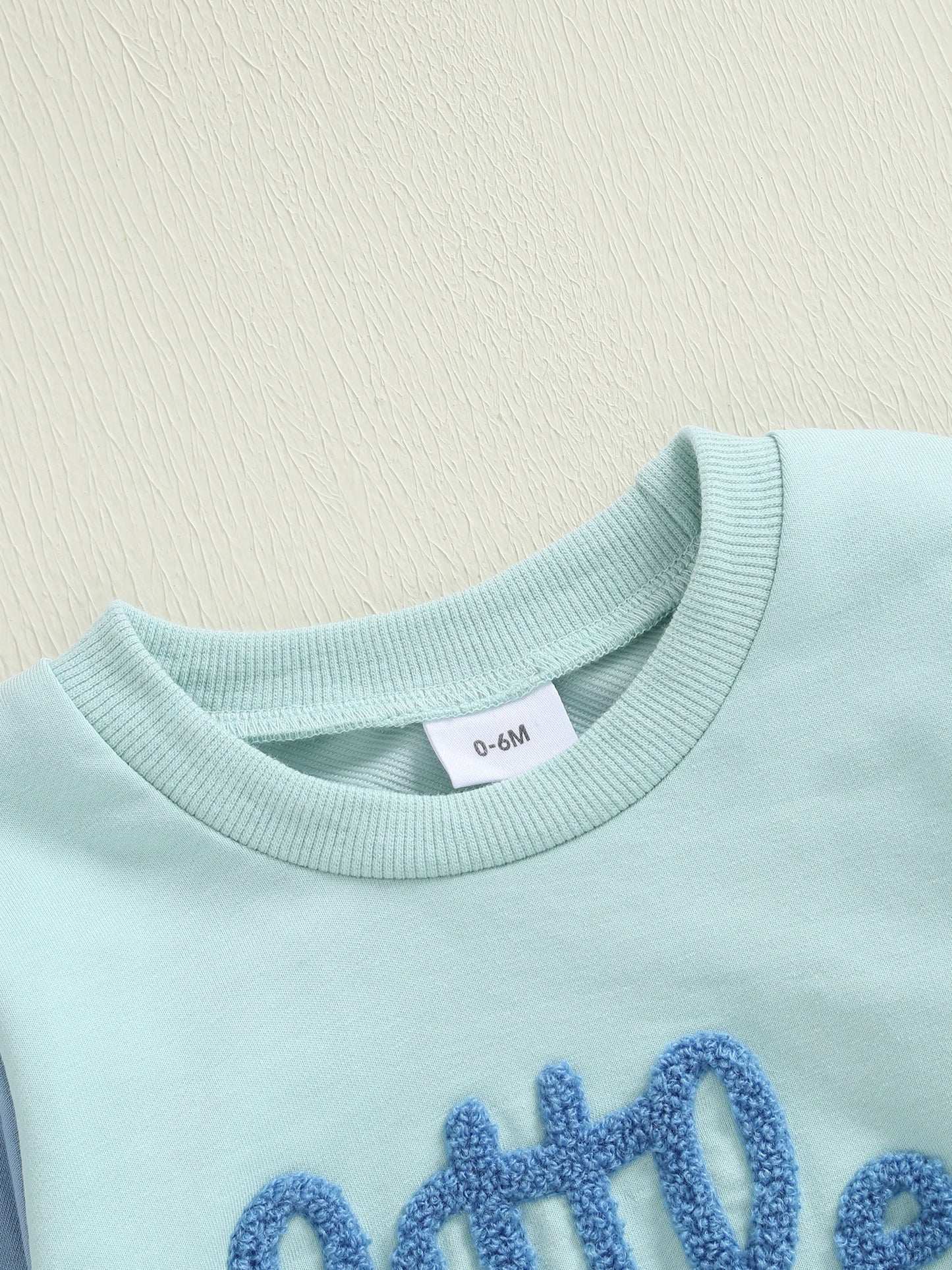 Baby Boy 2Pcs Little Bro Fall Outfits Letter Embroidery Long Sleeve Round Neck Pullover Elastic Waist Solid Pants Jogger Set