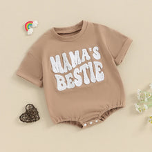 Load image into Gallery viewer, Baby Boy Girl Mama&#39;s Bestie Romper Casual Letter Embroidery Round Neck Short Sleeve Jumpsuit
