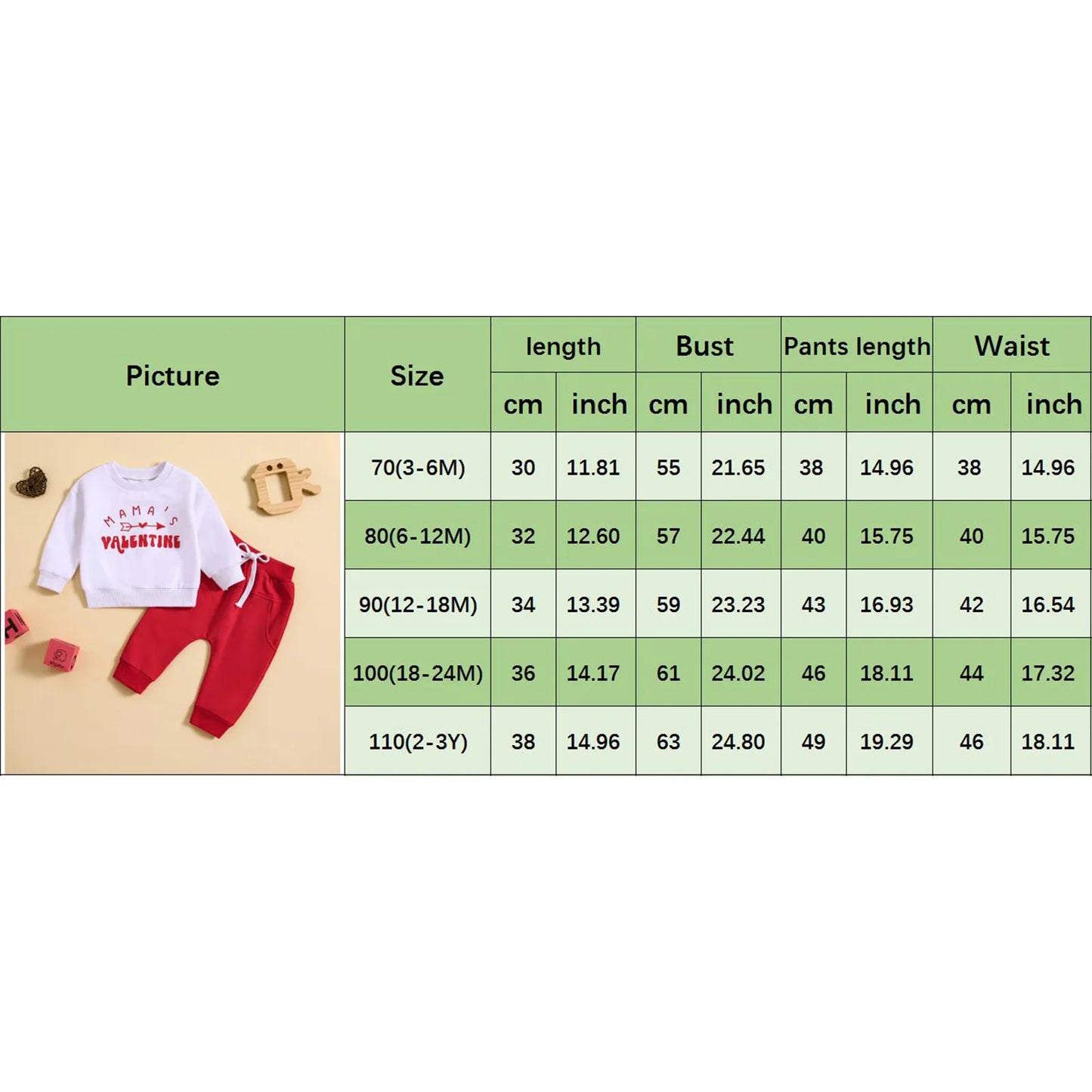 Baby Toddler Boys Girls 2Pcs Valentine's Day Outfits Long Sleeve Top Letter Mama's Valentine Arrow Print Top with Red Pants Set