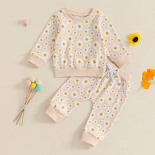 Load image into Gallery viewer, Baby Toddler Girls 2Pcs Fall Outfit Daisy Flower Print Long Sleeve Crewneck Top and Elastic Pants Jogger Set
